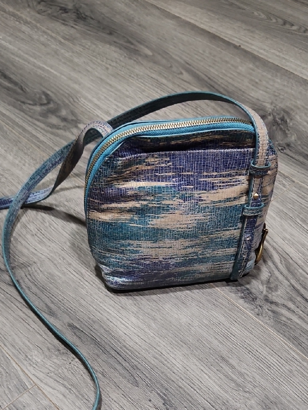 Blue Multi-Tone HOBO Int'l Cracked Glass Mini Dome Crossbody Bag